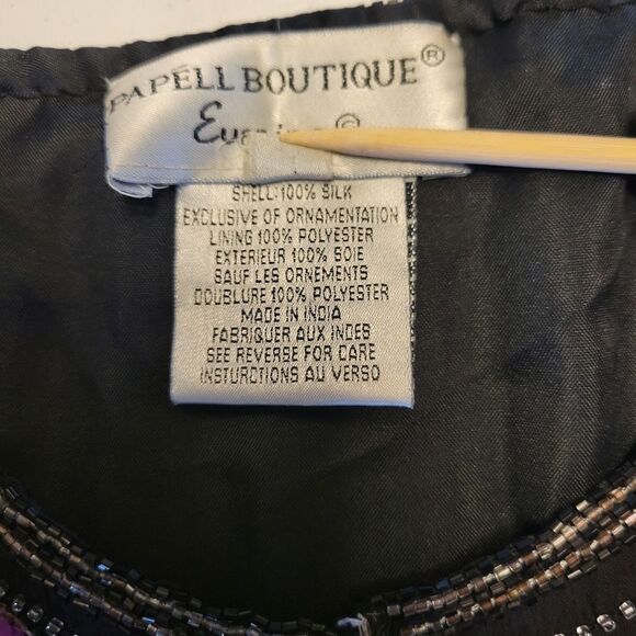 Papell Boutique Vintage Silk Fully Beaded Sequin Jacket Black Fuschia Women's XL - Picture 8 of 12